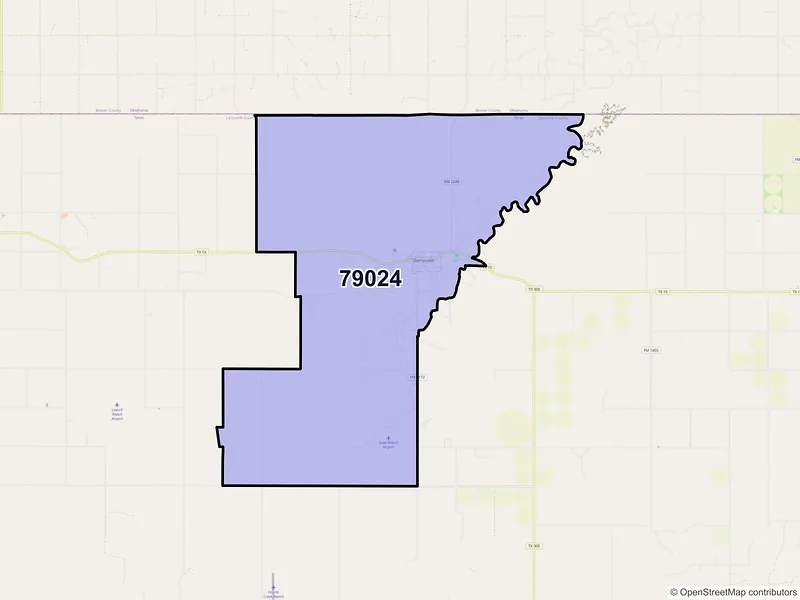 Map of Darrouzett, Texas and ZIP codes