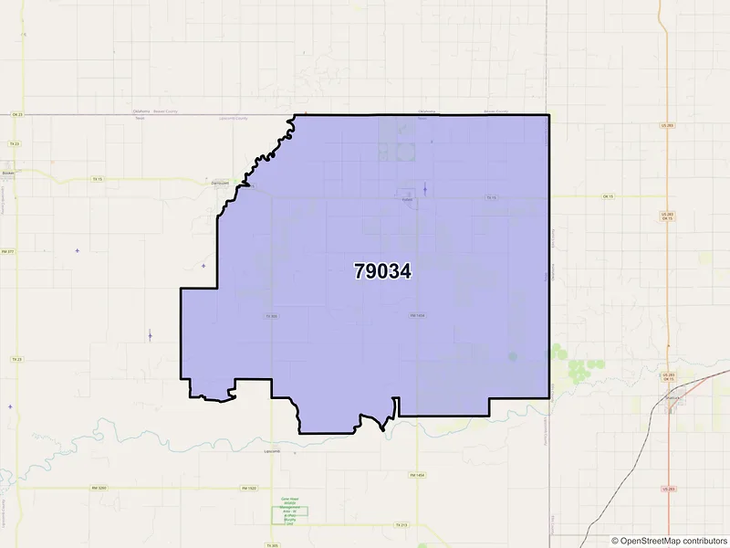 Map of Follett, Texas and ZIP codes