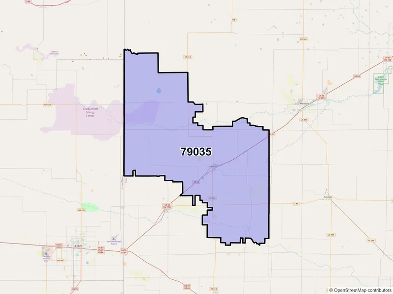 Map of ZIP Code 79035 — Friona, TX