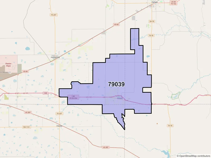 Map of ZIP Code 79039 — Groom, TX