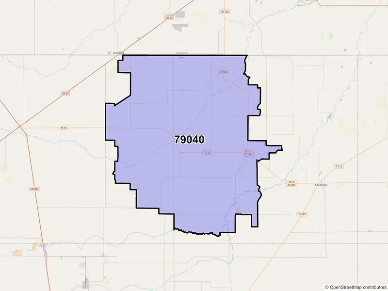 Map of ZIP Code 79040 — Gruver, TX