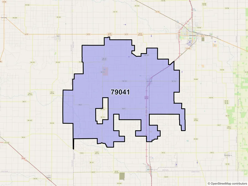 Map of ZIP Code 79041 — Hale Center, TX