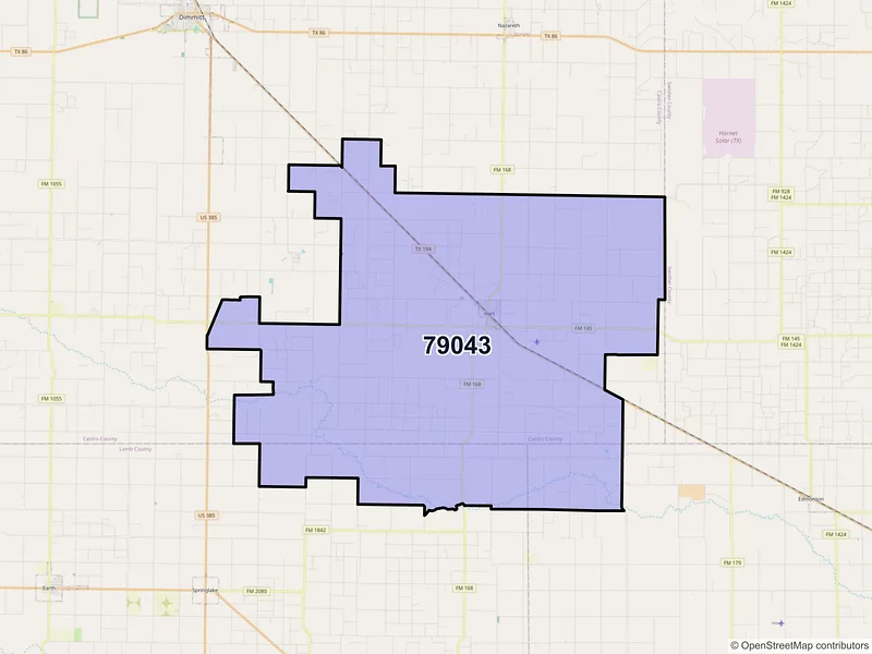Map of ZIP Code 79043 — Hart, TX
