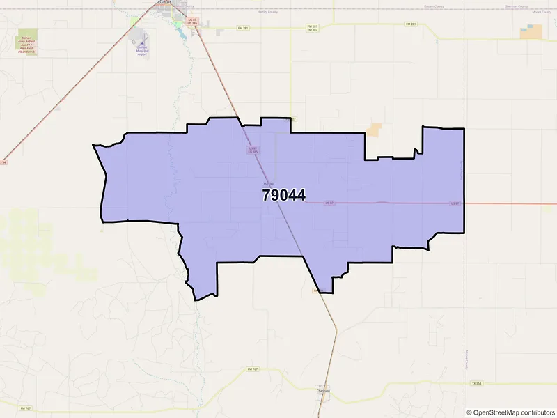 Map of ZIP Code 79044 — Hartley, TX