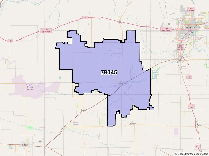 Map of ZIP Code 79045 — Hereford, TX