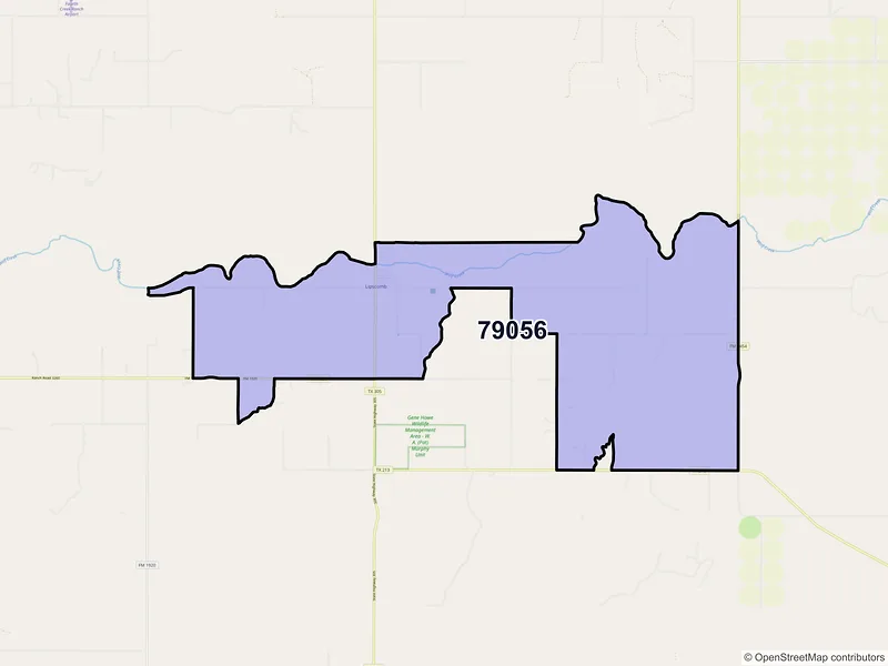 Map of ZIP Code 79056 — Lipscomb, TX