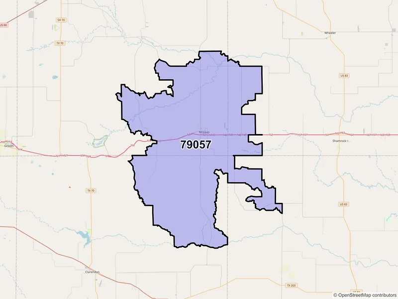 Map of ZIP Code 79057 — Mclean, TX