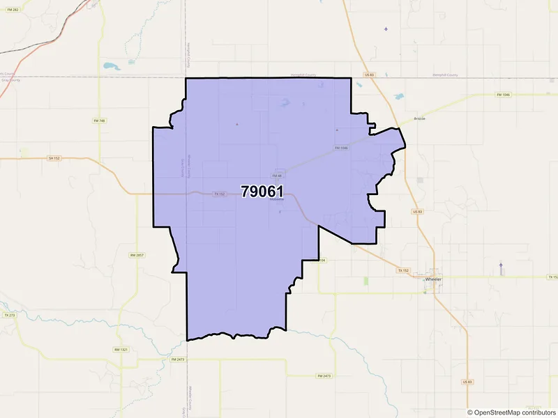 Map of ZIP Code 79061 — Mobeetie, TX