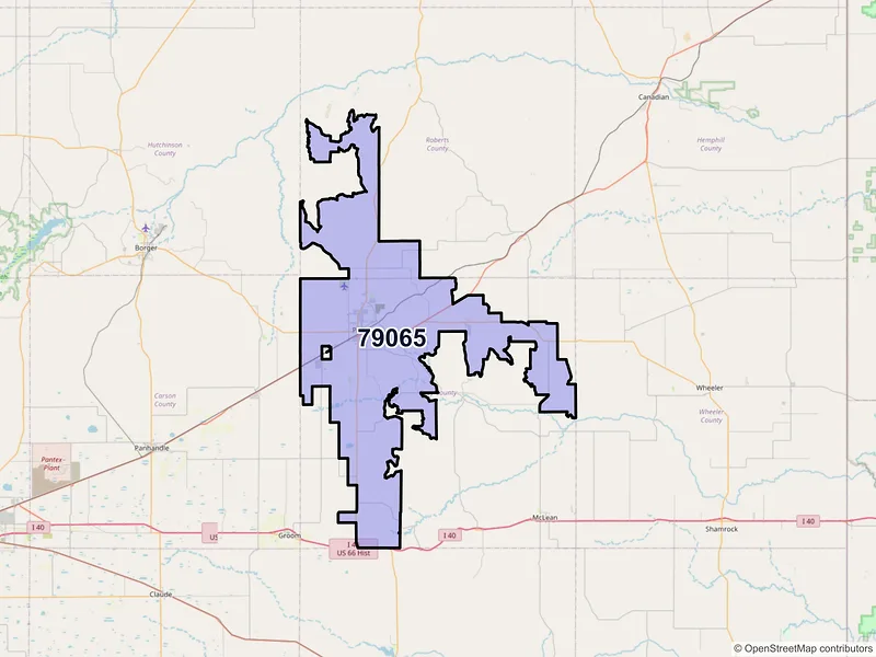 Map of ZIP Code 79065 — Pampa, TX