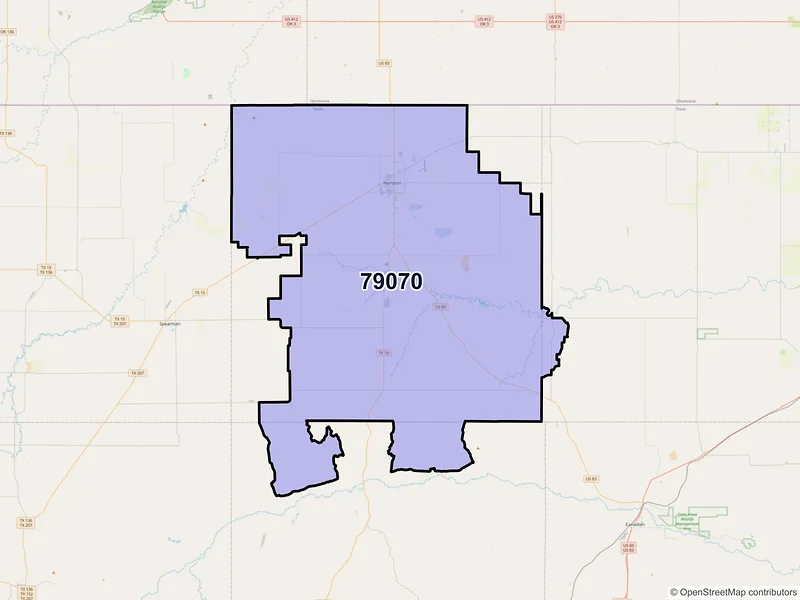 Map of Perryton, Texas and ZIP codes