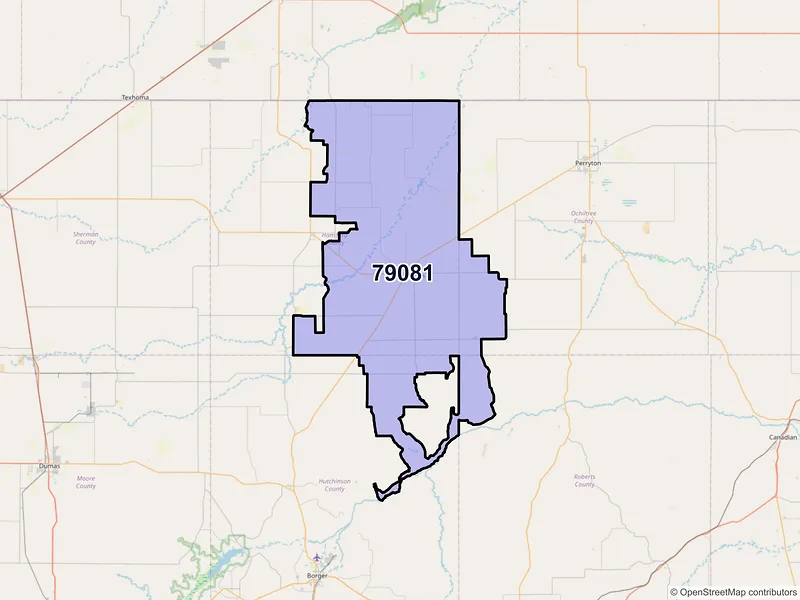 Map of ZIP Code 79081 — Spearman, TX