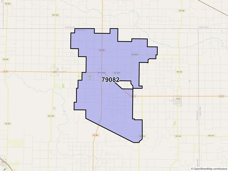 Map of ZIP Code 79082 — Springlake, TX