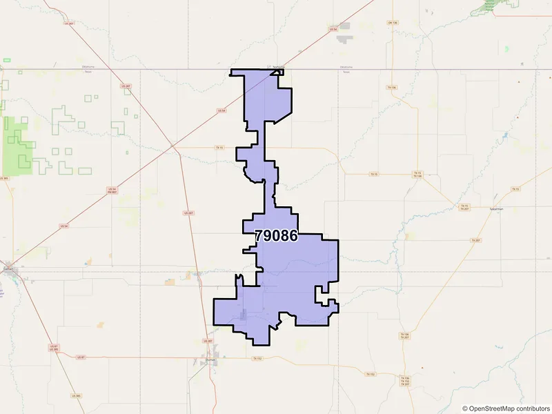 Map of ZIP Code 79086 — Sunray, TX