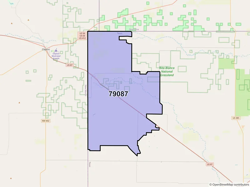 Map of Texline, Texas and ZIP codes