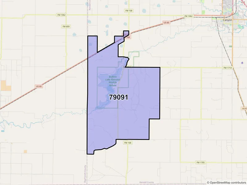 Map of Umbarger, Texas and ZIP codes