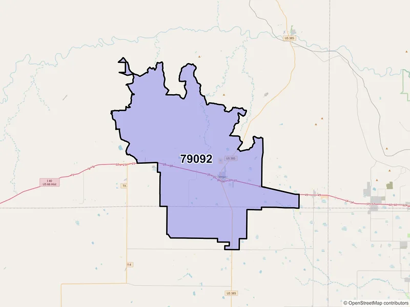 Map of ZIP Code 79092 — Vega, TX