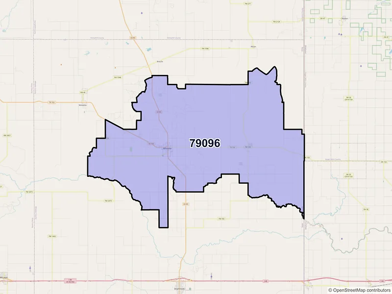 Map of ZIP Code 79096 — Wheeler, TX