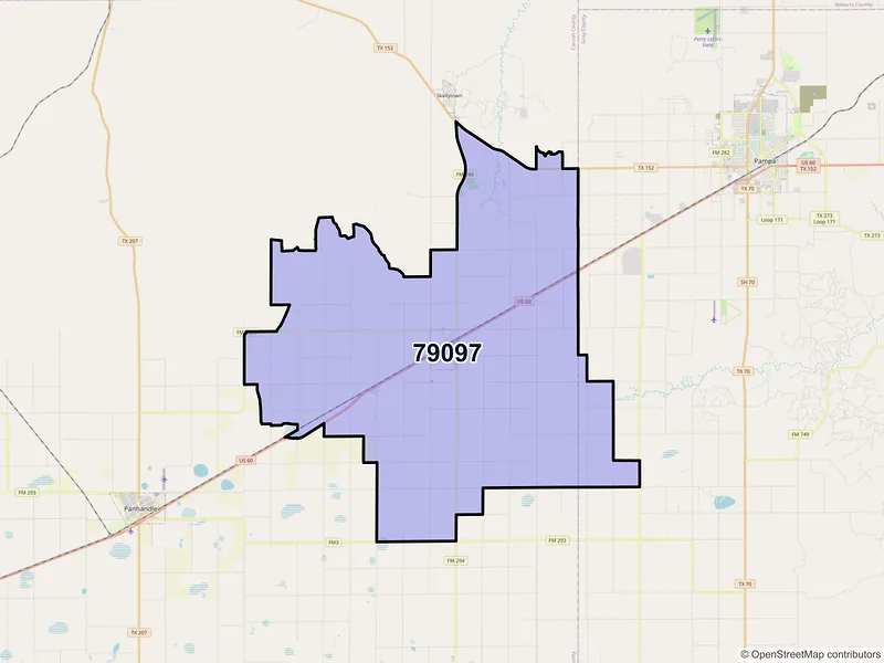 Map of White Deer, Texas and ZIP codes