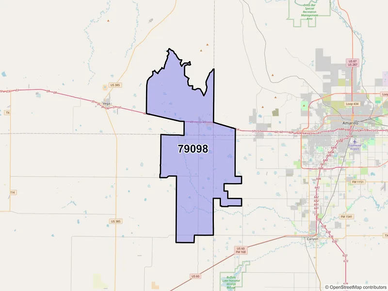Map of ZIP Code 79098 — Wildorado, TX