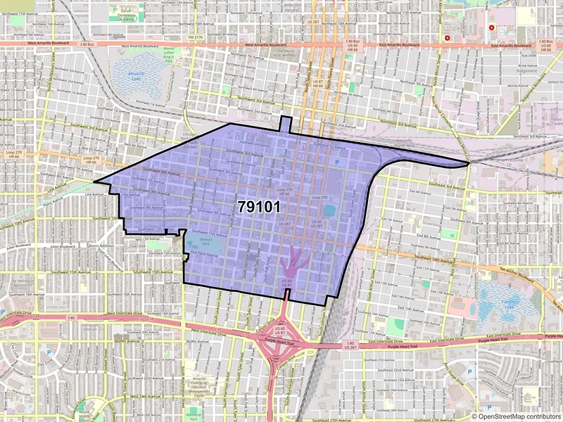Map of ZIP Code 79101 — Amarillo, TX