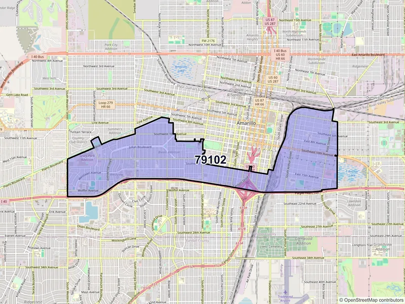Map of ZIP Code 79102 — Amarillo, TX