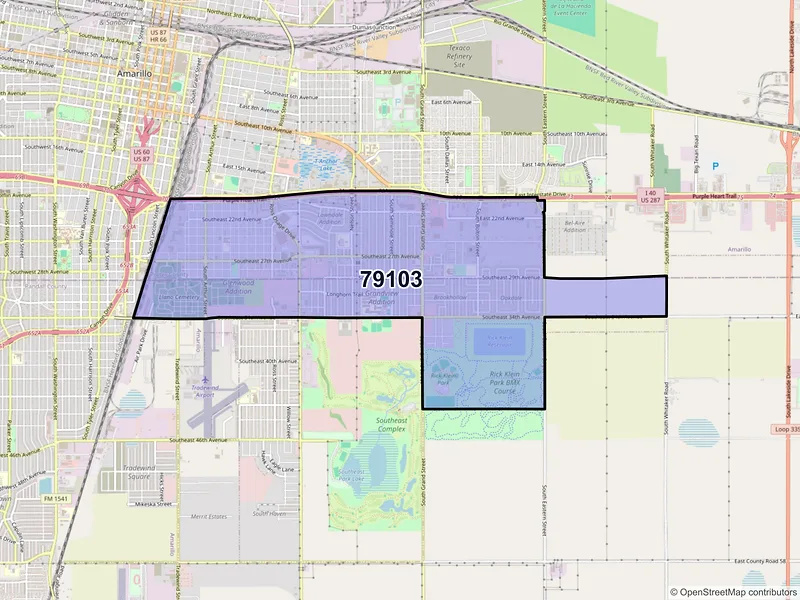 Map of ZIP Code 79103 — Amarillo, TX