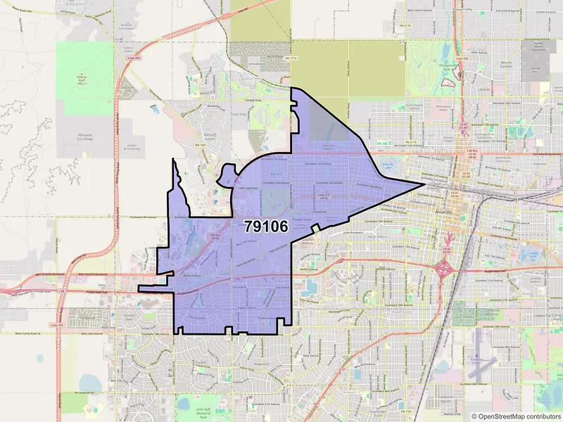 Map of ZIP Code 79106 — Amarillo, TX