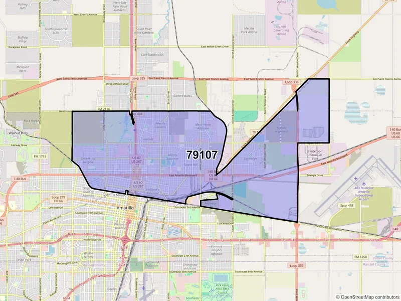 Map of ZIP Code 79107 — Amarillo, TX