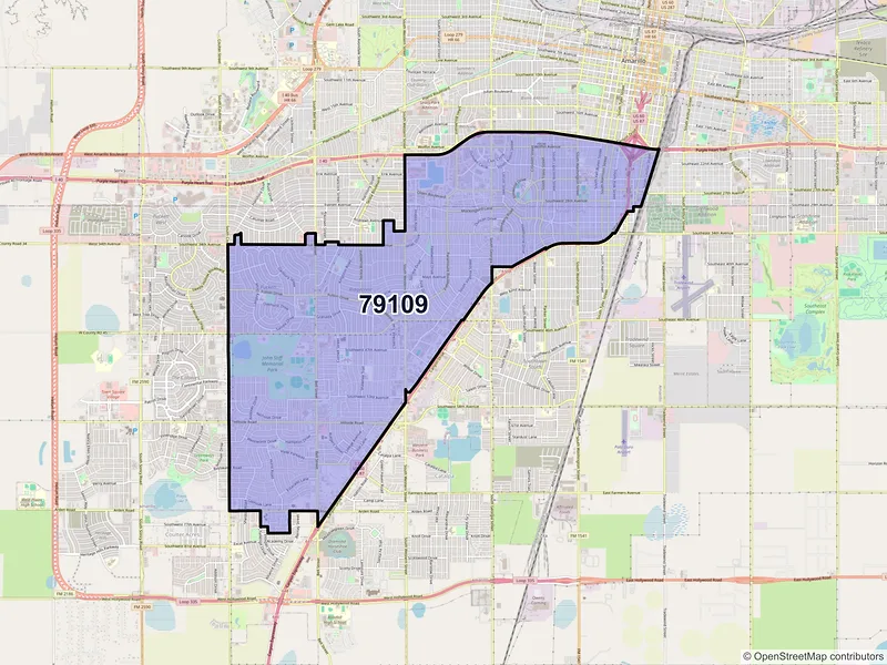 Map of ZIP Code 79109 — Amarillo, TX