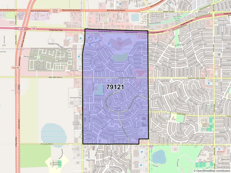Map of ZIP Code 79121 — Amarillo, TX
