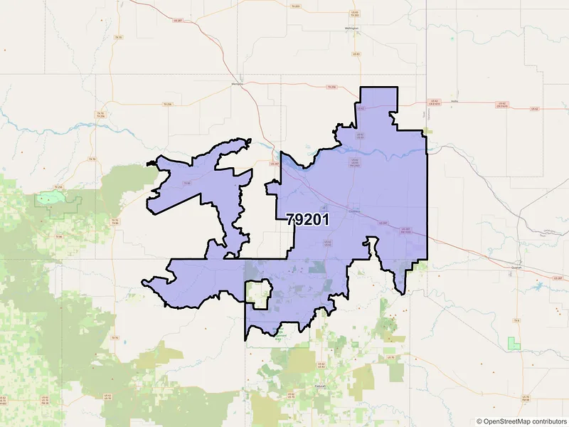 Map of ZIP Code 79201 — Childress, TX
