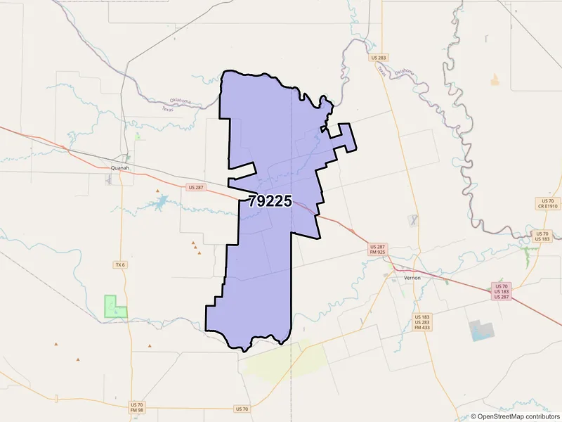 Map of ZIP Code 79225 — Chillicothe, TX