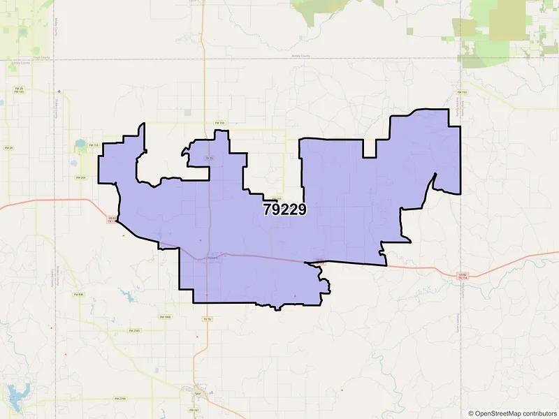 Map of ZIP Code 79229 — Dickens, TX