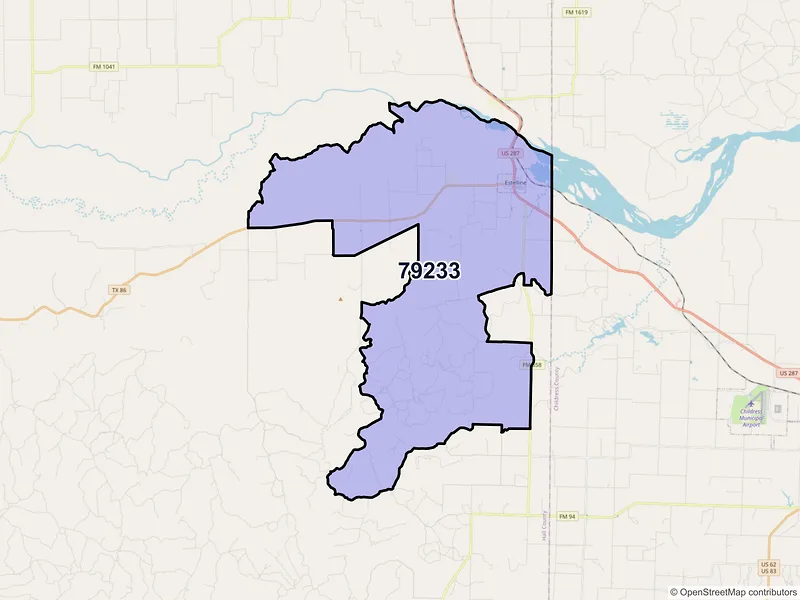 Map of Estelline, Texas and ZIP codes