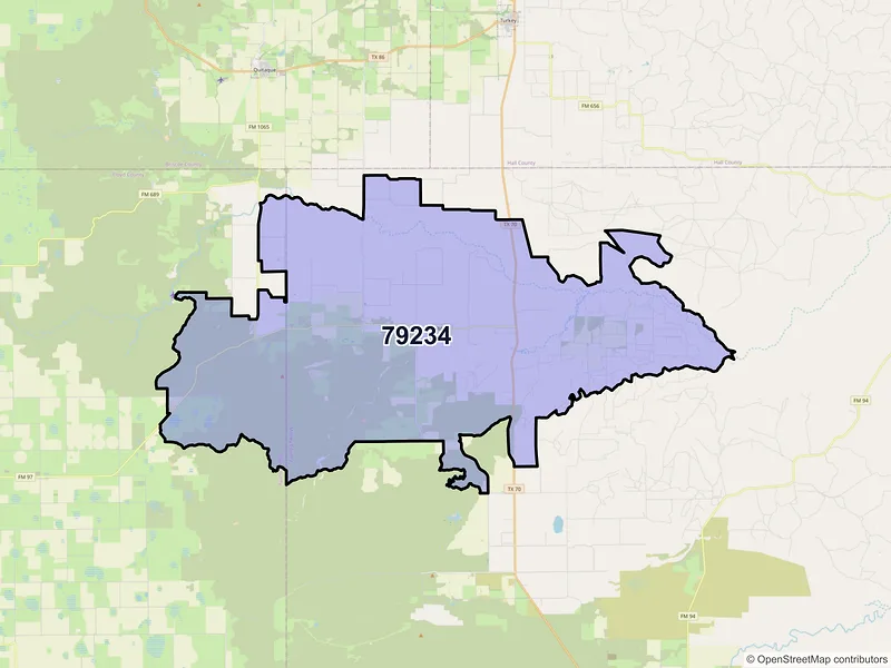 Map of Flomot, Texas and ZIP codes