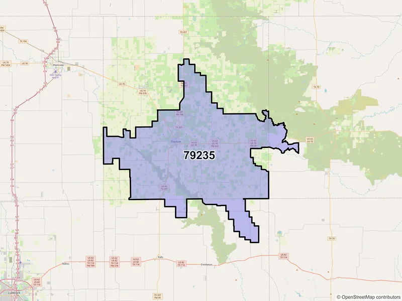 Map of Floydada, Texas and ZIP codes