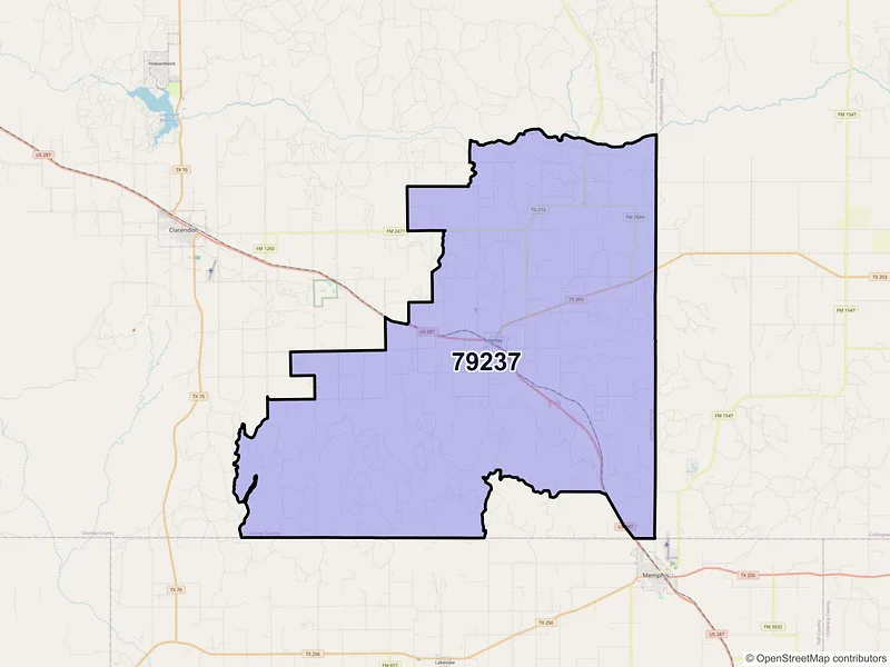 Map of ZIP Code 79237 — Hedley, TX