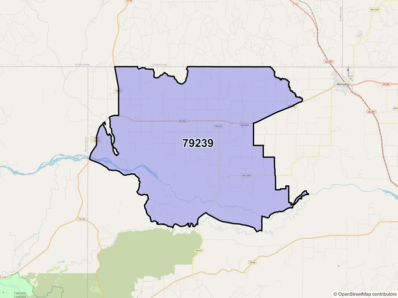 Map of ZIP Code 79239 — Lakeview, TX