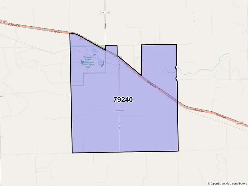 Map of ZIP Code 79240 — Lelia Lake, TX