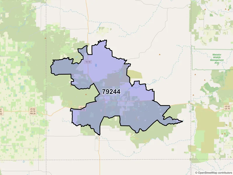 Map of ZIP Code 79244 — Matador, TX