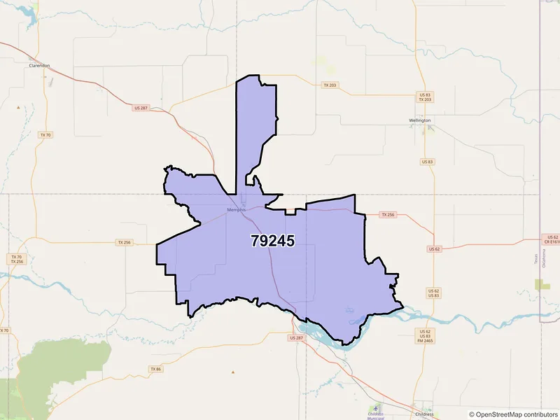 Map of Memphis, Texas and ZIP codes
