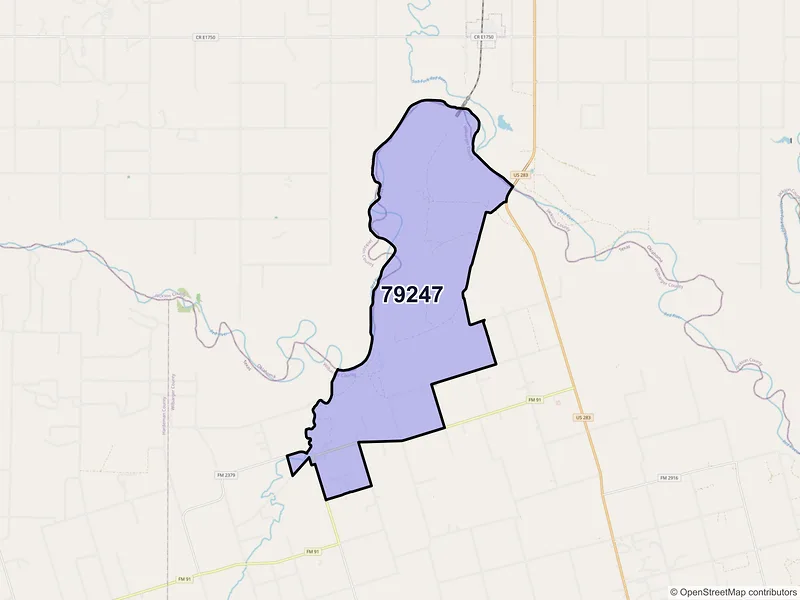Map of ZIP Code 79247 — Odell, TX