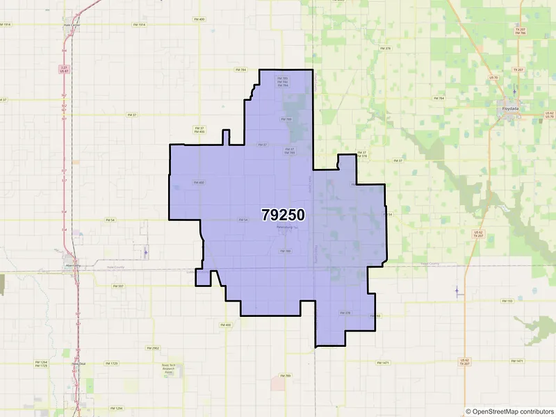 Map of ZIP Code 79250 — Petersburg, TX
