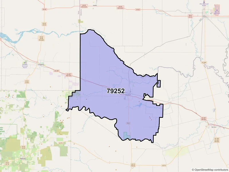 Map of Quanah, Texas and ZIP codes