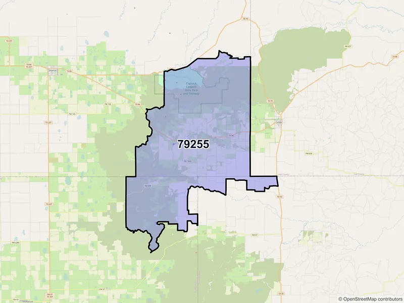 Map of ZIP Code 79255 — Quitaque, TX