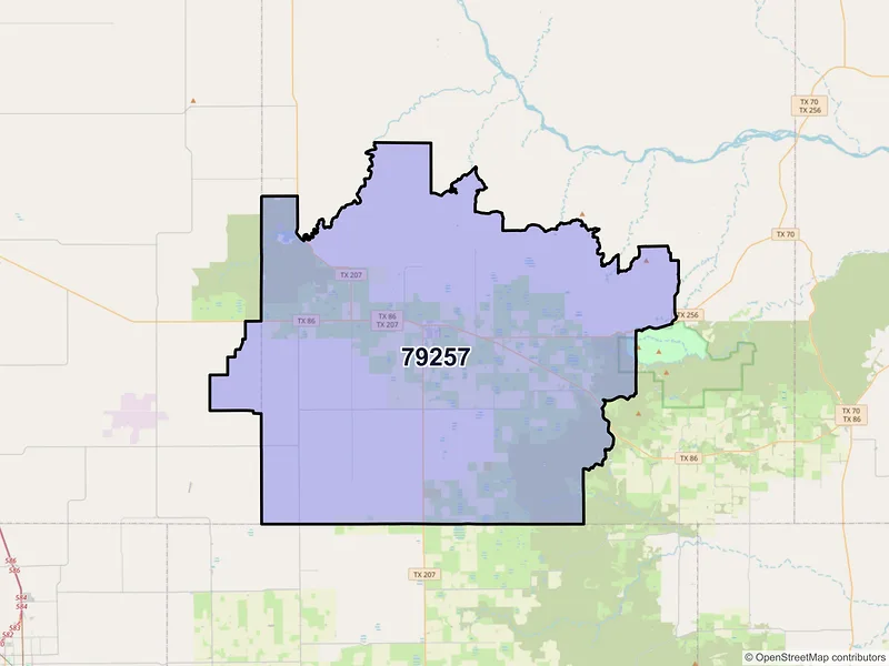 Map of ZIP Code 79257 — Silverton, TX