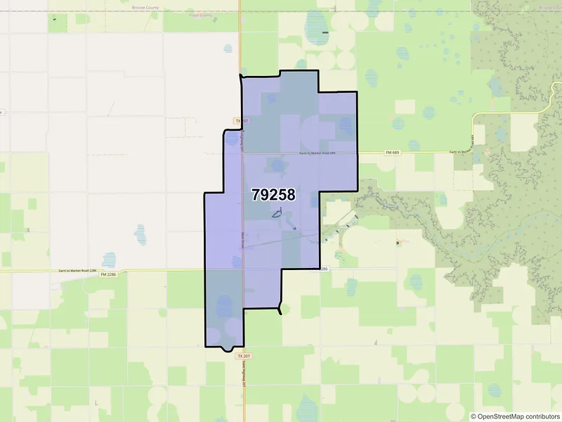 Map of South Plains, Texas and ZIP codes
