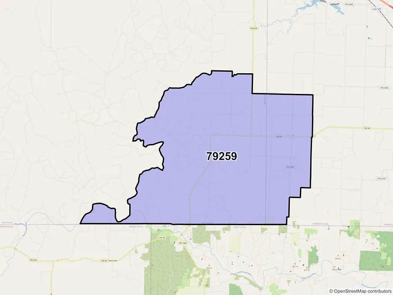 Map of ZIP Code 79259 — Tell, TX