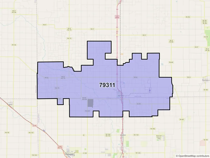 Map of ZIP Code 79311 — Abernathy, TX
