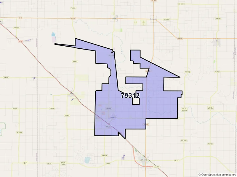Map of ZIP Code 79312 — Amherst, TX